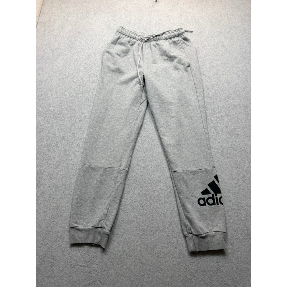 Adidas Mens Essentials French Terry Tapered Cuff Logo Joggers Grey Medium